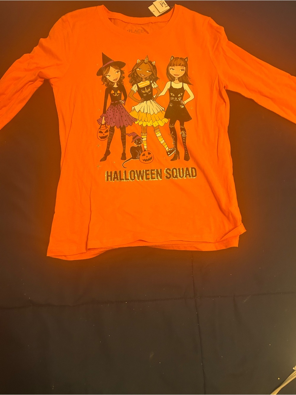 The Children's Place Orange Halloween Squad Long Sleeve Tee with Character Print